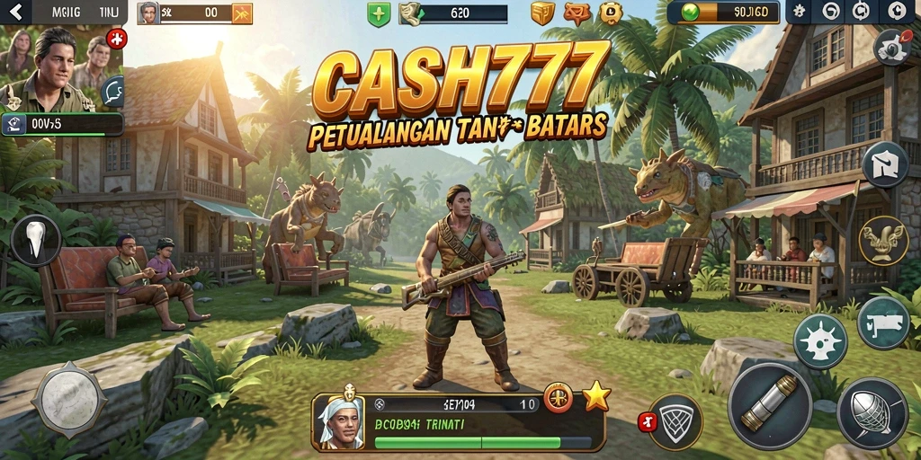 Screenshot gameplay CASH777 menampilkan eksplorasi dunia terbuka yang luas.