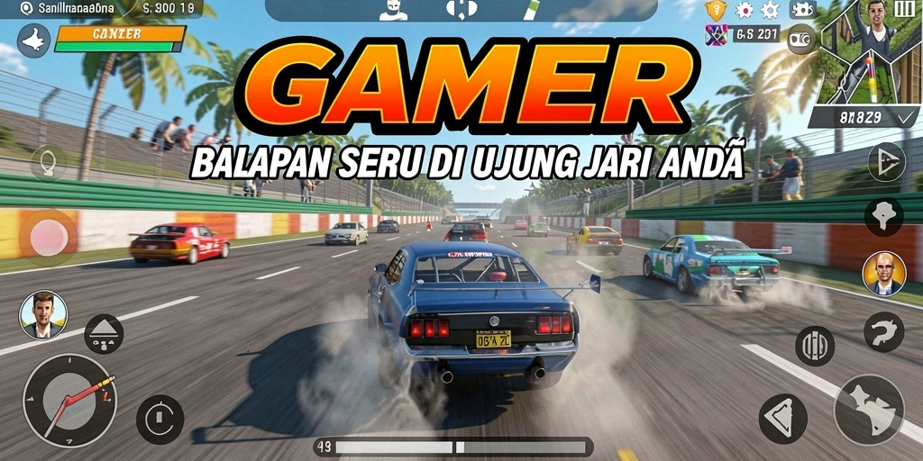 Tampilan menarik dari gameplay balapan yang menegangkan.
