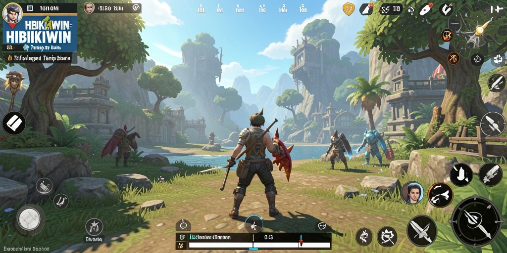 Tampilan gameplay HIBIKIWIN dengan eksplorasi dunia yang luas dan interaktif.
