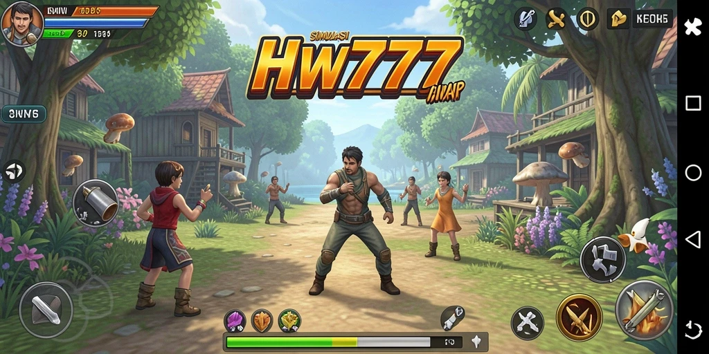 Tangkapan layar dari gameplay HW777 dengan aktivitas simulasi menarik.