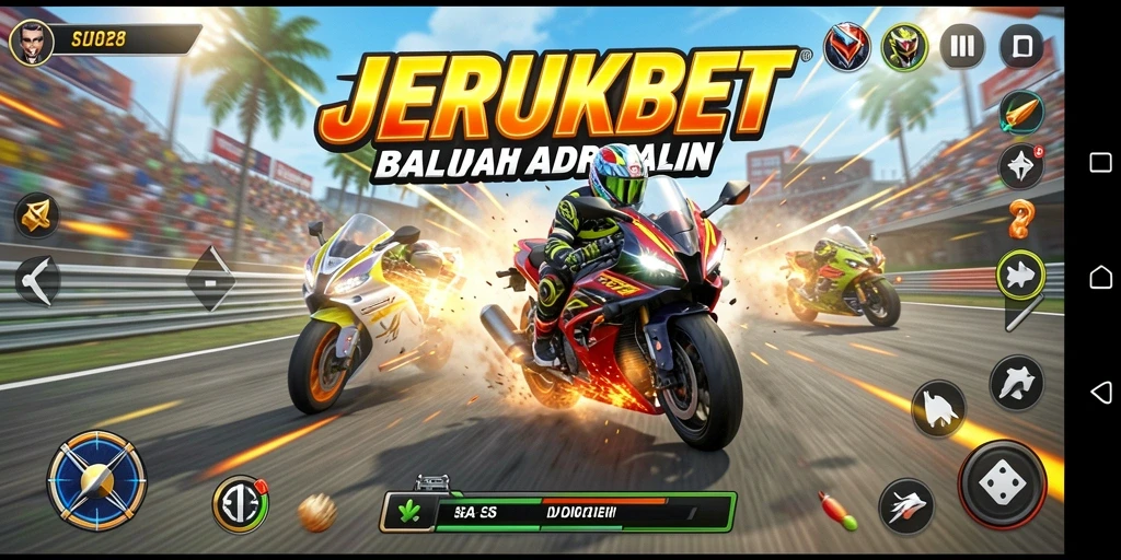 Tampilan gameplay seru balapan motor di JERUKBET.