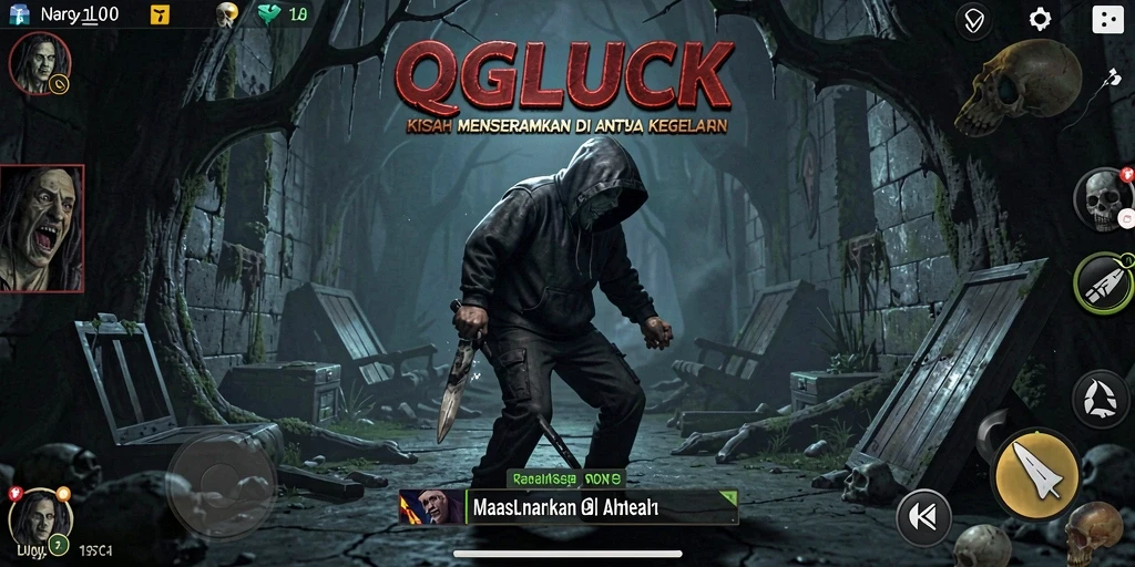 Gameplay QGLUCK menampilkan momen seram yang mendebarkan.