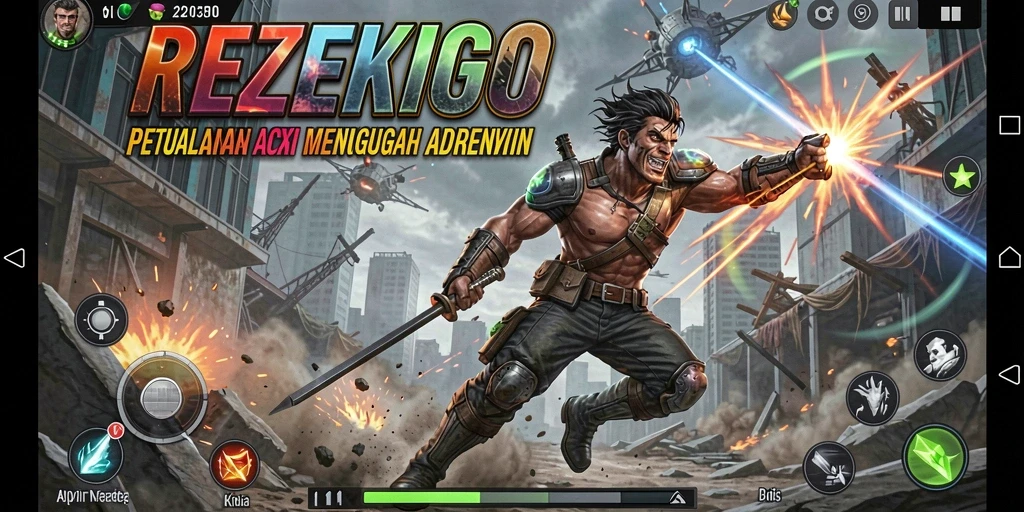 Tampilan gameplay seru dalam REZEKIGO dengan aksi mendebarkan.