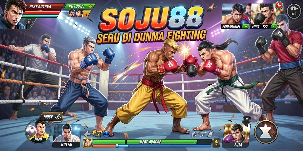 Tangkapan layar menampilkan aksi pertarungan seru dalam game SOJU88.