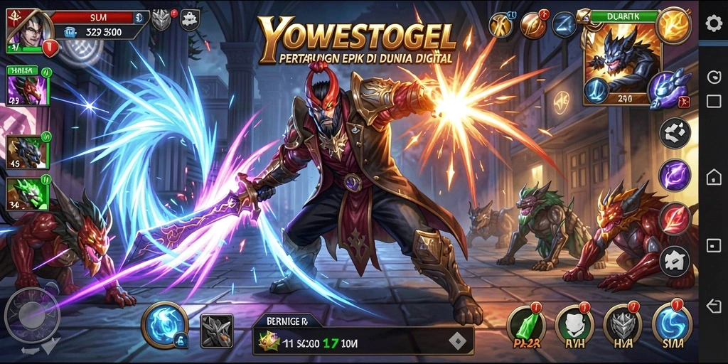 Screenshot gameplay YOWESTOGEL menampilkan aksi pertarungan yang mendebarkan.