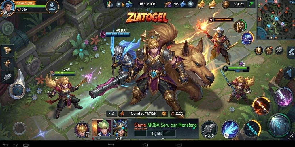 Gameplay seru ZIATOGEL dengan pertarungan tim yang mendebarkan.